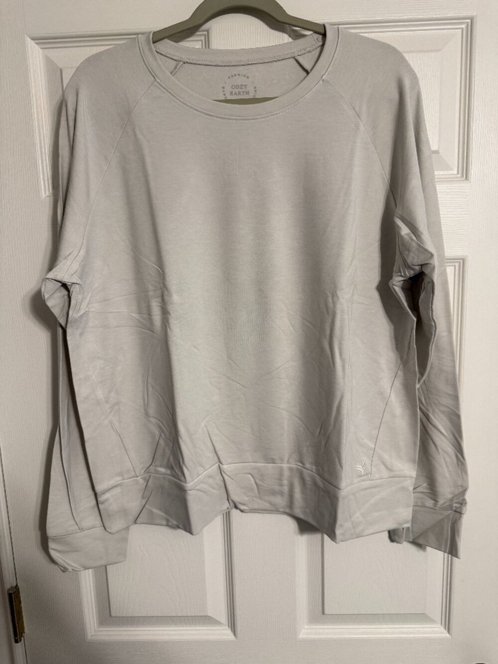 Cozy Earth Bamboo Ultra-Soft Raglan Pullover Longsleeve Crew Top Gray - XL